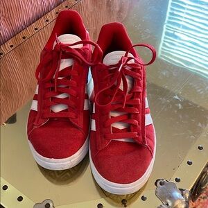Adidas Red and White Sneakers